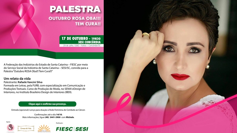 Palestra "Outubro Rosa Oba!!! Tem cura!!! será dia 17
    