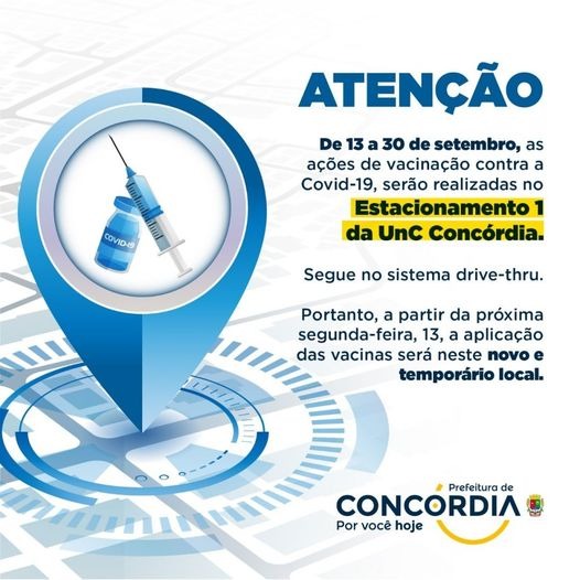 Local de vacinação contra a Covid será alterado