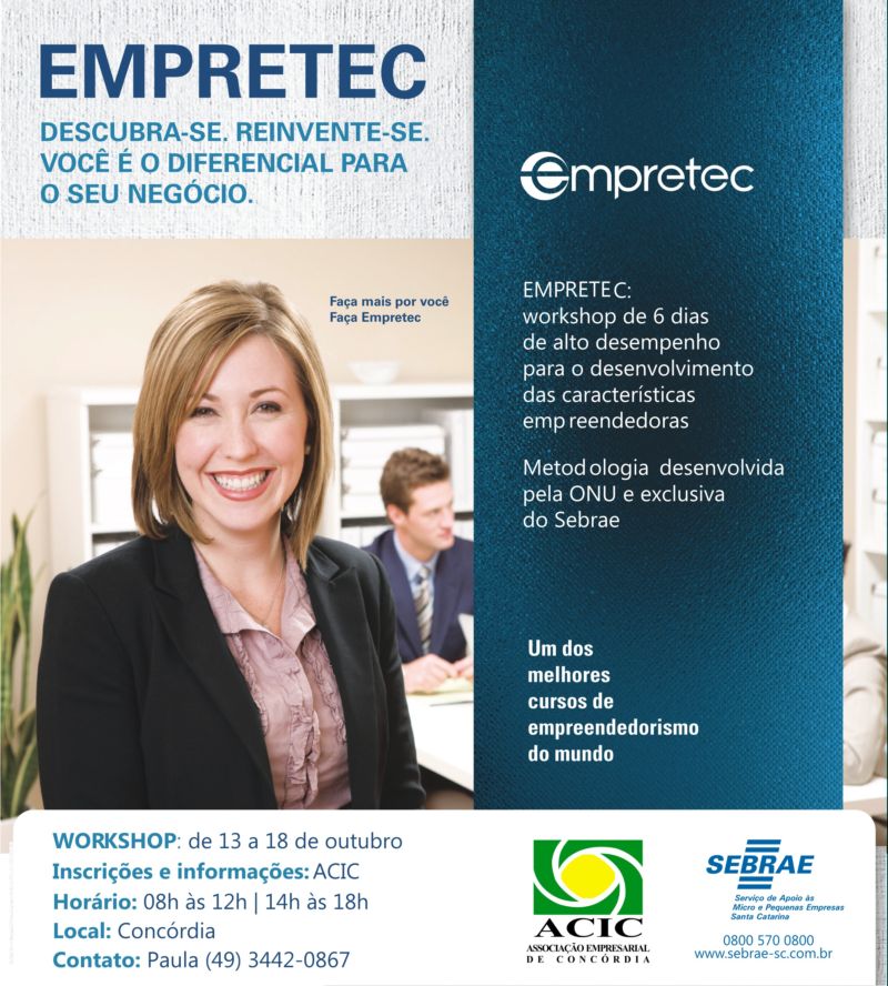 Sebrae/SC e ACIC Concórdia inscrevem para o Empretec
    