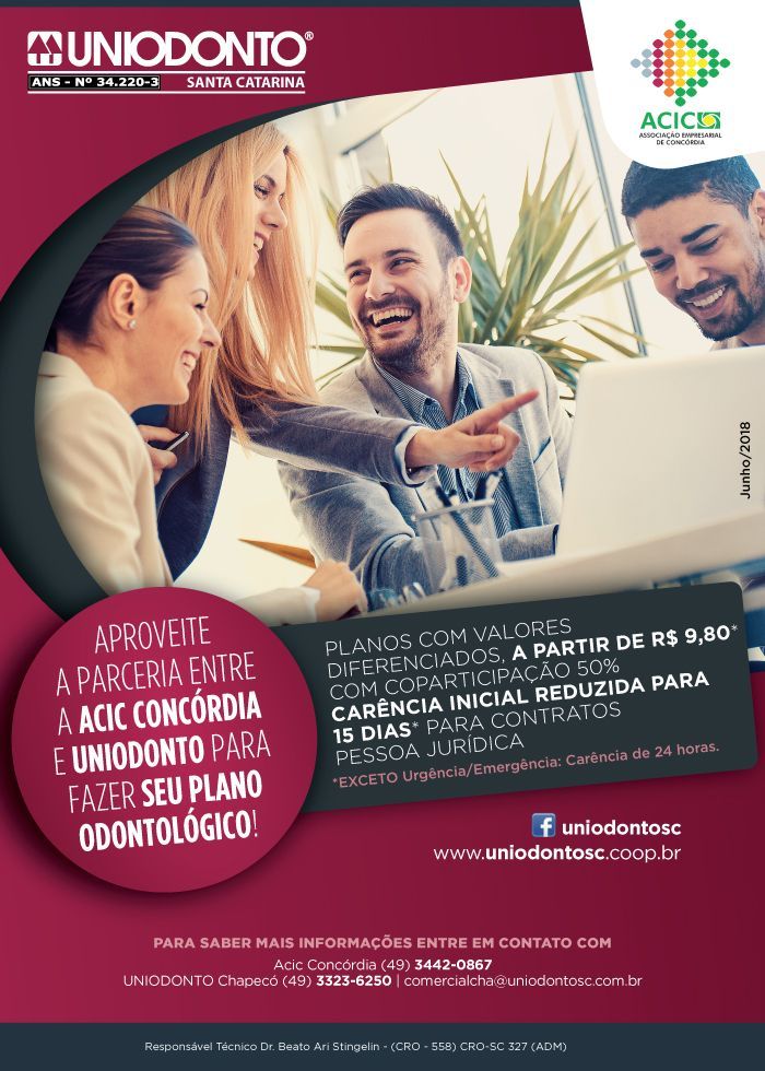 APROVEITE A PARCERIA ENTRE ACIC CONCÓRDIA E UNIODONTO PARA FAZER SEU PLANO ODONTOLÓGICO!
    