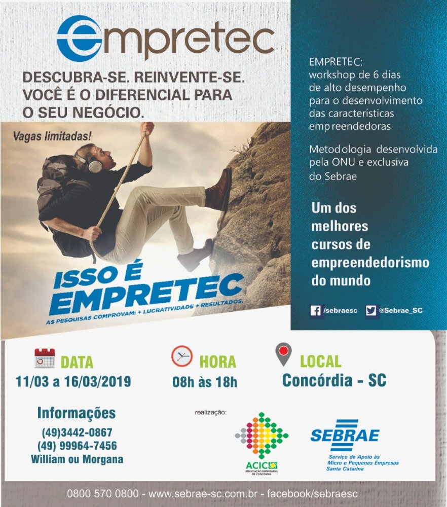 ACIC e SEBRAE promovem em março mais uma edição do EMPRETEC
    