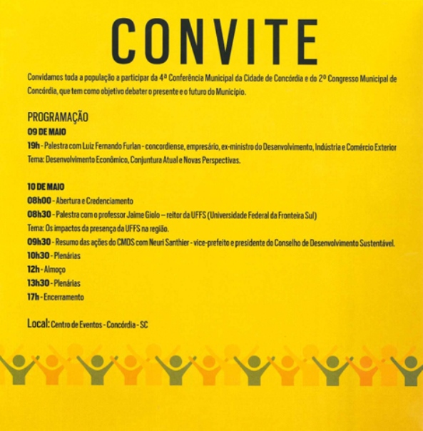 Convite: 2º Congresso Municipal de Concórdia e 4ª Conferência Municipal da Cidade de Concórdia
    